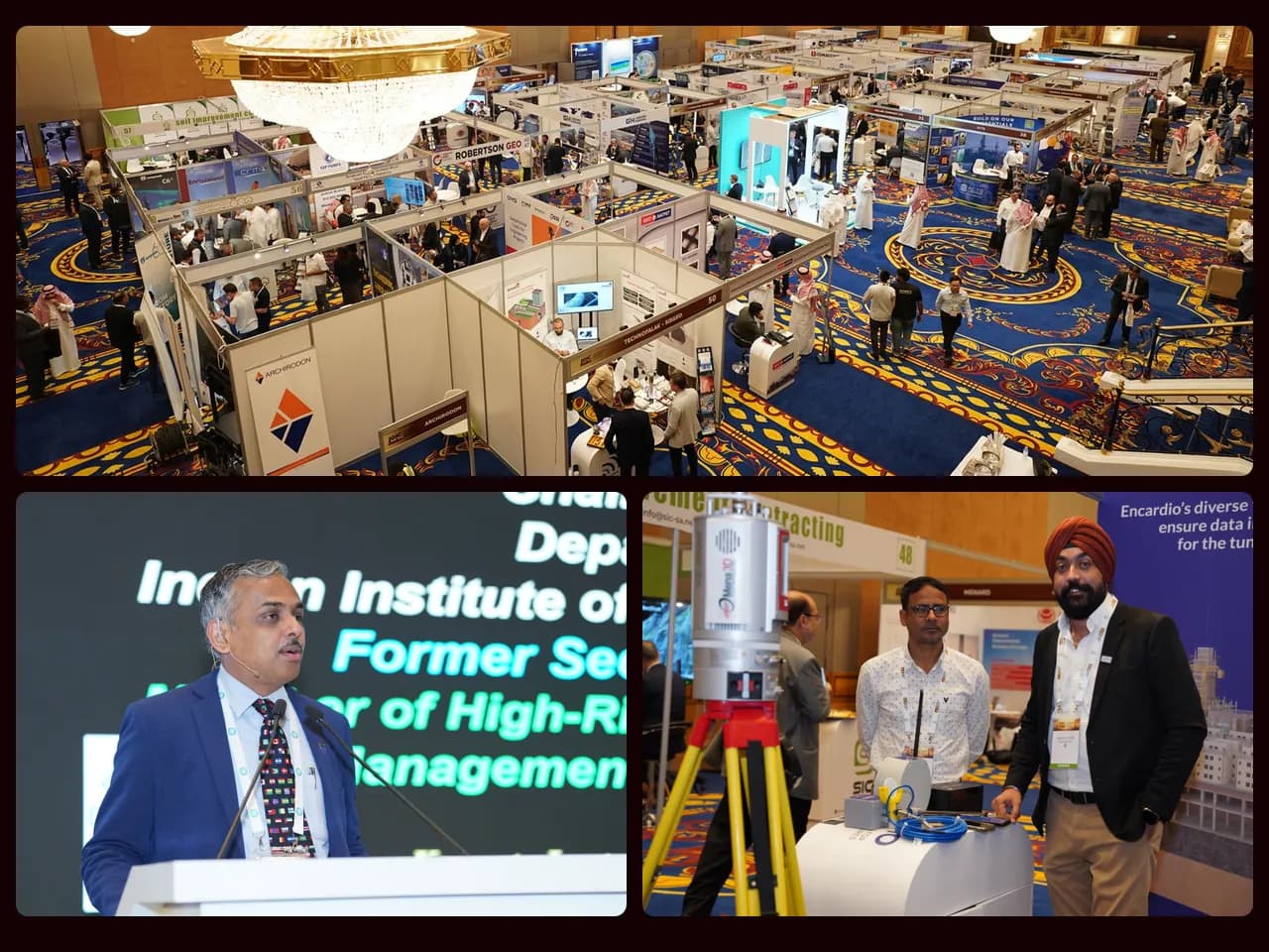 The IGIC exhibition floor, a keynote from IIT Bombay and an exhibitor demonstrating survey equipment